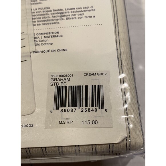 Ralph Lauren Hoxton Graham Standard Pillowcases Stripe Cream Grey SET OF 2 - NEW - Picture 3 of 4